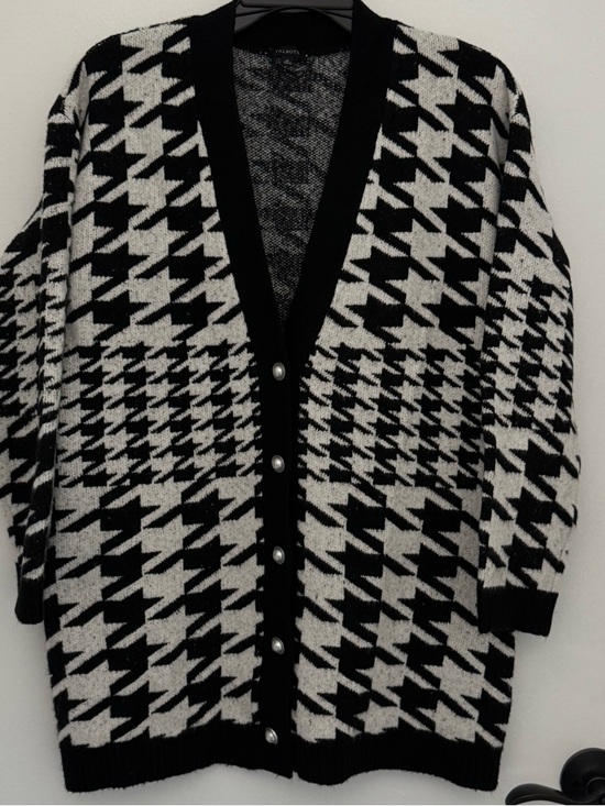 Talbots Sweaters - Talbots Black and White Houndstooth Button-Front Cardigan